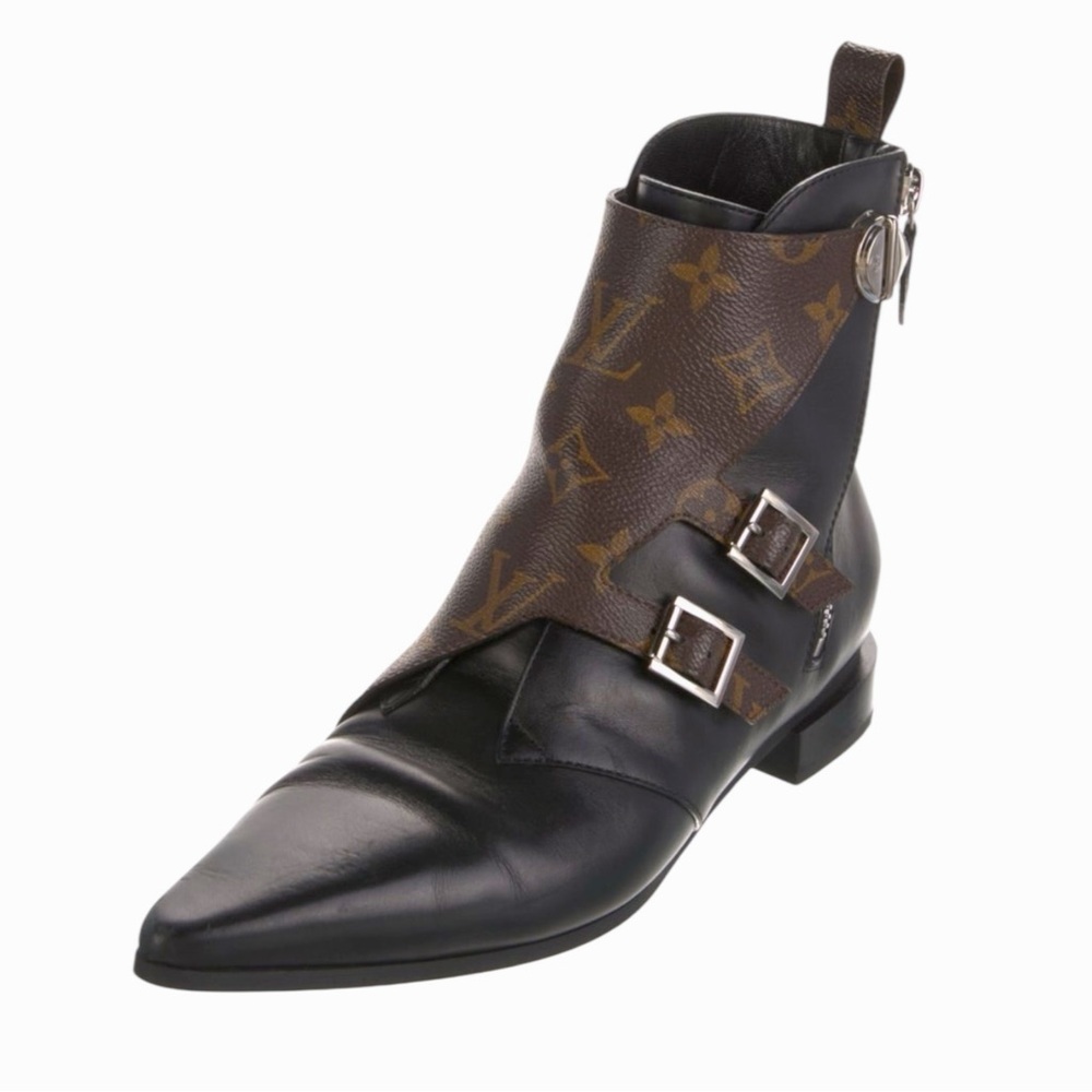 LOUIS VUITTON JUMBLE MONOGRAM LEATHER BOOTS AUTHENTICATED